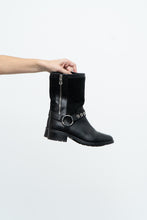 Load image into Gallery viewer, Vintage x Made in Italy x Black Leather, Suede Biker Boot (7, 7.5)