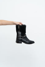 Load image into Gallery viewer, Vintage x Made in Italy x Black Leather, Suede Biker Boot (7, 7.5)