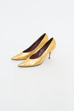 Load image into Gallery viewer, Vintage x Gold Leather Heels (8)