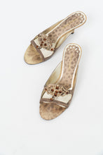 Load image into Gallery viewer, Vintage x NINE WEST STUDIO Gold Rhinestone Kitten Heels
