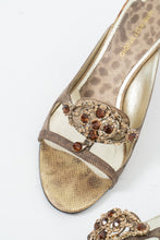 Load image into Gallery viewer, Vintage x NINE WEST STUDIO Gold Rhinestone Kitten Heels