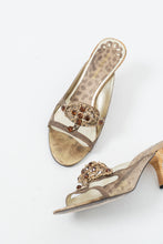 Load image into Gallery viewer, Vintage x NINE WEST STUDIO Gold Rhinestone Kitten Heels