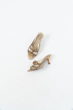 Load image into Gallery viewer, Vintage x NINE WEST STUDIO Gold Rhinestone Kitten Heels