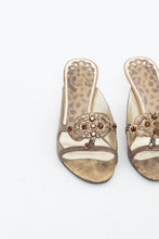 Load image into Gallery viewer, Vintage x NINE WEST STUDIO Gold Rhinestone Kitten Heels