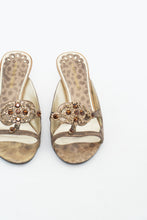 Load image into Gallery viewer, Vintage x NINE WEST STUDIO Gold Rhinestone Kitten Heels