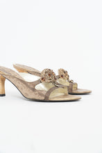 Load image into Gallery viewer, Vintage x NINE WEST STUDIO Gold Rhinestone Kitten Heels