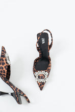 Load image into Gallery viewer, ZARA x Leopard Print Rhinestone Kitten Heels (6.5, 7)