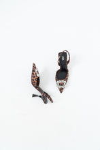 Load image into Gallery viewer, ZARA x Leopard Print Rhinestone Kitten Heels (6.5, 7)