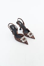 Load image into Gallery viewer, ZARA x Leopard Print Rhinestone Kitten Heels (6.5, 7)