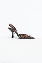 Load image into Gallery viewer, ZARA x Leopard Print Rhinestone Kitten Heels (6.5, 7)