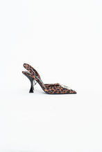 Load image into Gallery viewer, ZARA x Leopard Print Rhinestone Kitten Heels (6.5, 7)