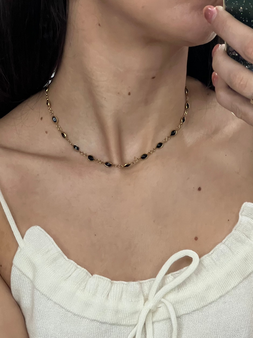 Vintage x Black, Gold Choker