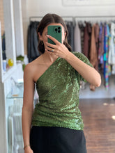 Load image into Gallery viewer, Vintage x Green Sequin One-Shoulder Top (XS-M)