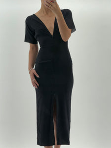Vintage x DOLCE & GABBANA Black Silk Double-zip Maxi Dress (XS, S)