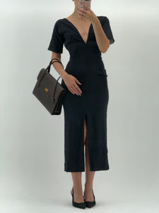 Vintage x DOLCE & GABBANA Black Silk Double-zip Maxi Dress (XS, S)