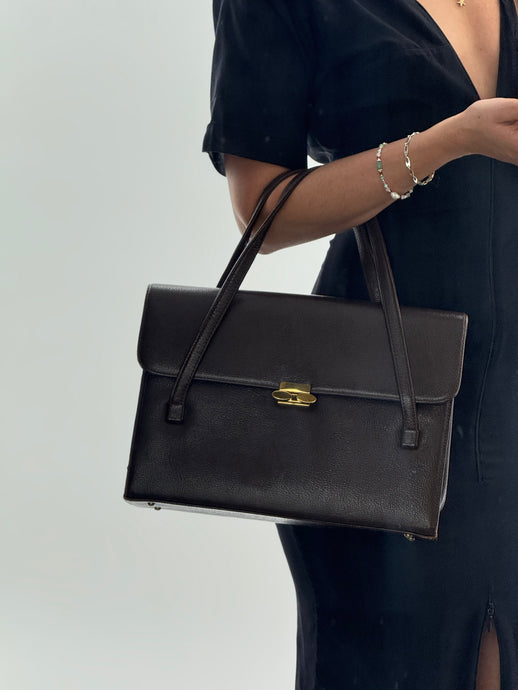 Vintage x Brown Structured Leather Purse