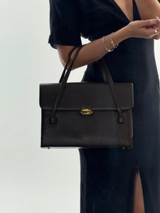 Vintage x Brown Structured Leather Purse