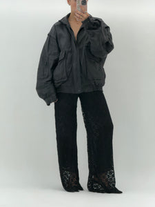 Vintage x Black Leather Bomber Jacket (M, L)