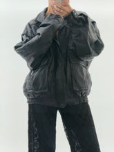 Load image into Gallery viewer, Vintage x Black Leather Bomber Jacket (M, L)