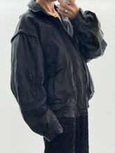 Load image into Gallery viewer, Vintage x Black Leather Bomber Jacket (M, L)