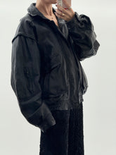 Load image into Gallery viewer, Vintage x Black Leather Bomber Jacket (M, L)
