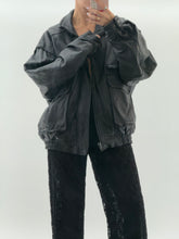 Load image into Gallery viewer, Vintage x Black Leather Bomber Jacket (M, L)