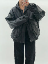 Load image into Gallery viewer, Vintage x Black Leather Bomber Jacket (M, L)
