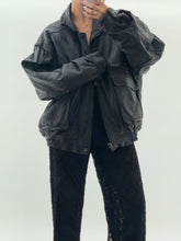 Load image into Gallery viewer, Vintage x Black Leather Bomber Jacket (M, L)