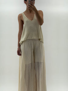 Vintage x Made in Italy x Cream Cotton Knit Flowy Tank (S, M)