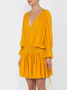 SAINT LAURENT x Yellow Silk Studded Dress (S)