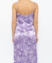 Load image into Gallery viewer, GANNI x Purple Floral Satin Dress (XS, S)