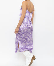 Load image into Gallery viewer, GANNI x Purple Floral Satin Dress (XS, S)