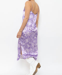 GANNI x Purple Floral Satin Dress (XS, S)