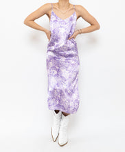 Load image into Gallery viewer, GANNI x Purple Floral Satin Dress (XS, S)