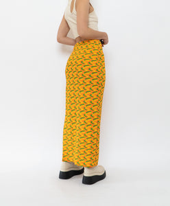 Vintage x Orange, Green Patterned Long Skirt (XS)