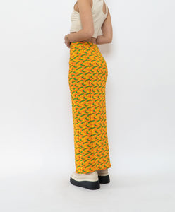Vintage x Orange, Green Patterned Long Skirt (XS)