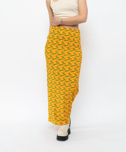 Vintage x Orange, Green Patterned Long Skirt (XS)