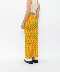 Vintage x Orange, Green Patterned Long Skirt (XS)