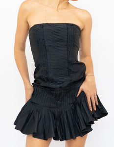 Vintage BCBC Strapless Navy Textured Dress (XS)