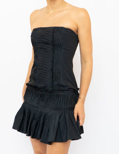 Vintage BCBC Strapless Navy Textured Dress (XS)