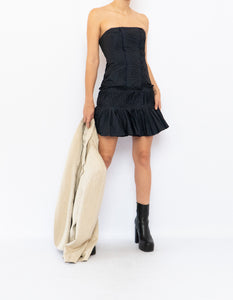 Vintage BCBC Strapless Navy Textured Dress (XS)