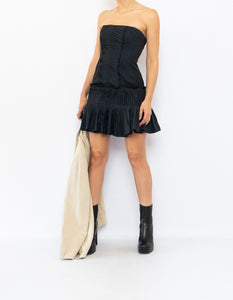 Vintage BCBC Strapless Navy Textured Dress (XS)