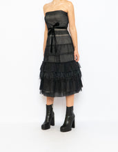 Load image into Gallery viewer, Vintage BCBG Black Sheer Feathered Dress (S)