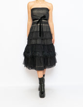 Load image into Gallery viewer, Vintage BCBG Black Sheer Feathered Dress (S)