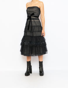 Vintage BCBG Black Sheer Feathered Dress (S)