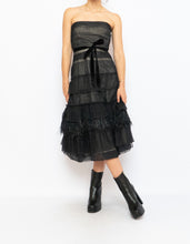 Load image into Gallery viewer, Vintage BCBG Black Sheer Feathered Dress (S)
