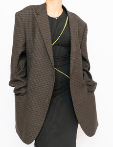 Vintage x Pure Wool Brown, Navy Plaid Blazer (S-L)
