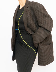 Vintage x Pure Wool Brown, Navy Plaid Blazer (S-L)