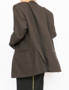 Vintage x Pure Wool Brown, Navy Plaid Blazer (S-L)
