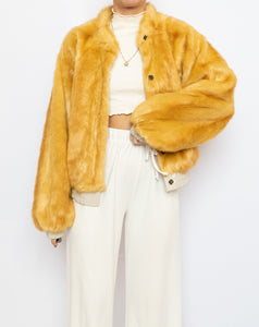 Modern x UO x Yellow Faux Fur Bomber Jacket (XS-M)